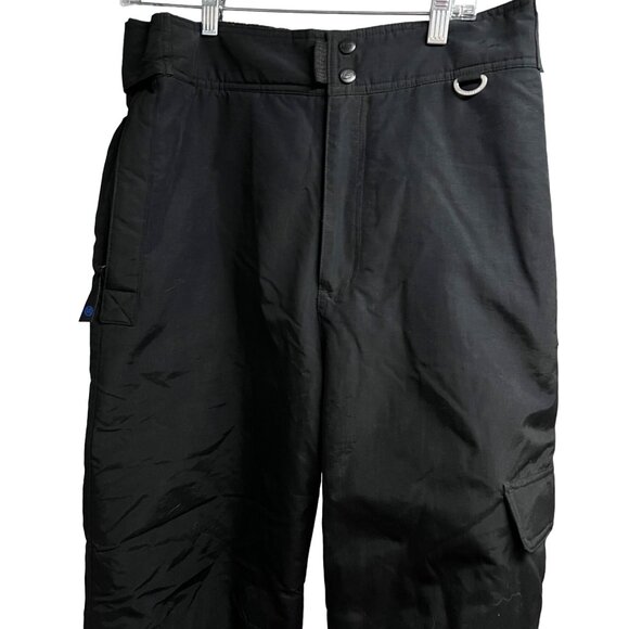 Slalom Black Cargo Ski Snow Pants Small Insulated Waterproof Zip Pockets 32x30 - Picture 3 of 14